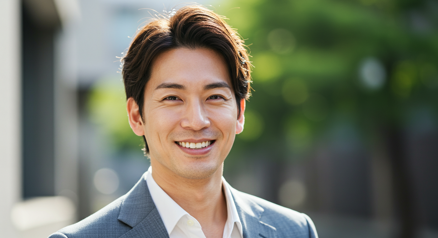 自信ありげな男性の笑顔