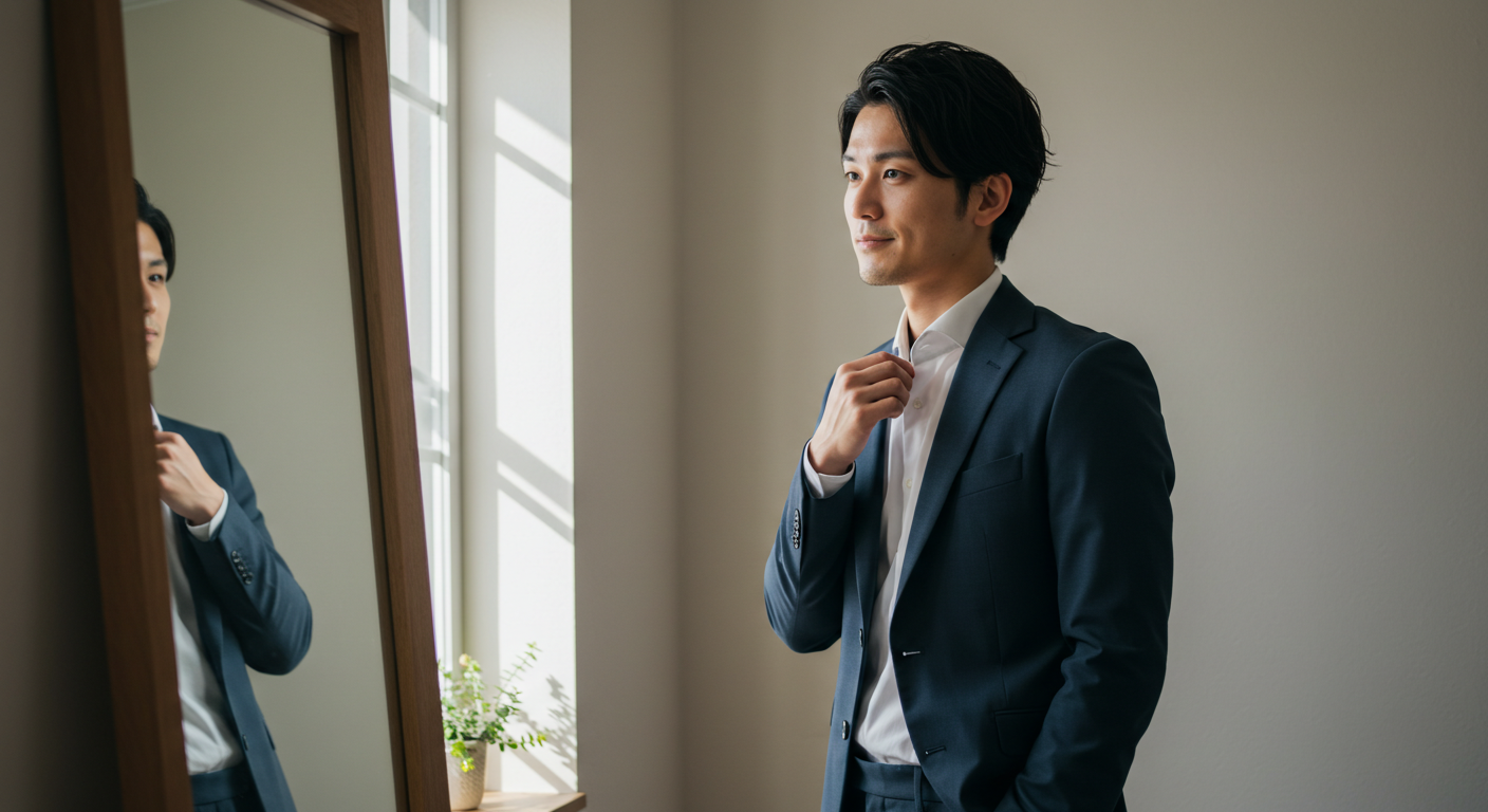 朝の支度を整える男性のイメージ