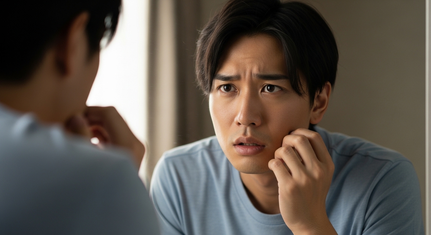 悩む男性の写真