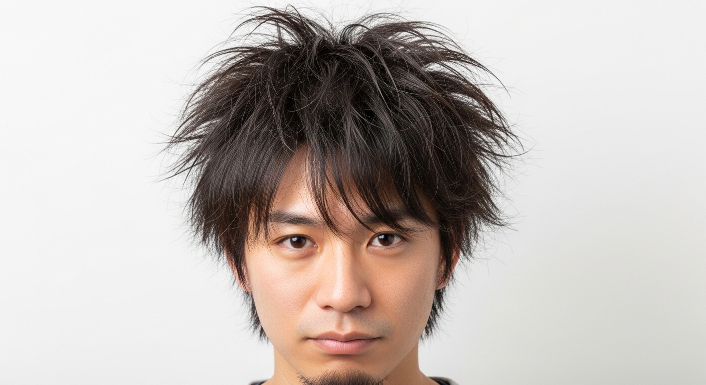 伸びっぱなしの男性の髪型