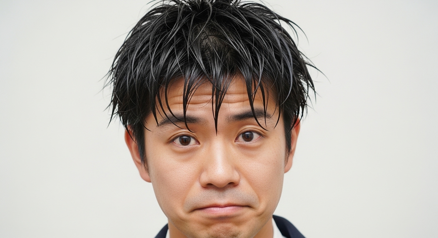 整髪料をつけすぎた男性