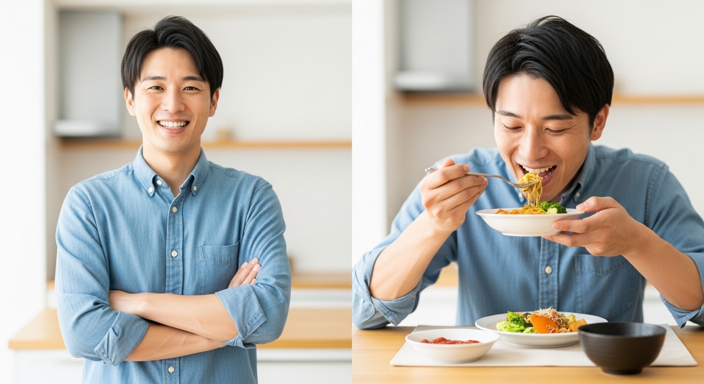 自信にあふれた料理男子