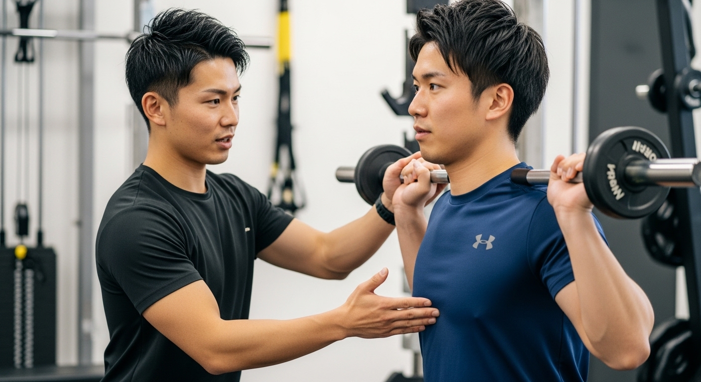 パーソナルトレーニングを受ける男性
