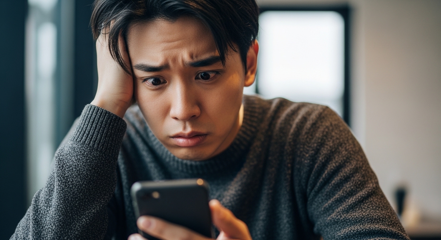 既読スルーにショックを受ける男性