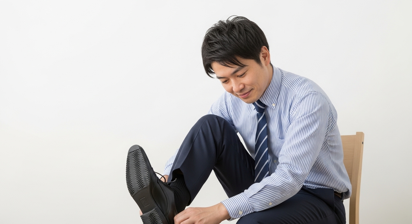 足裏ケアをする男性
