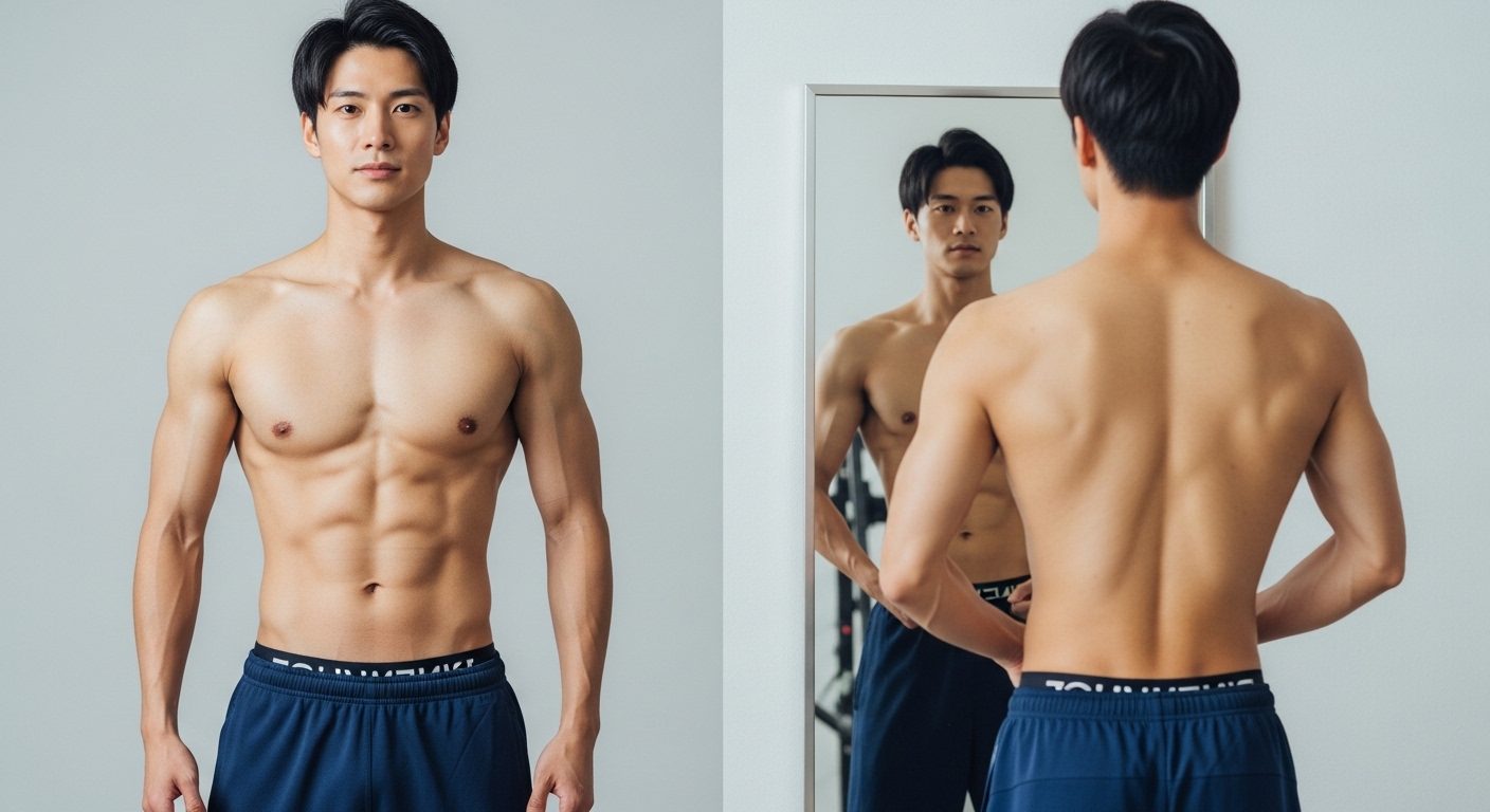 スーツ姿でV字体型が際立つ男性
