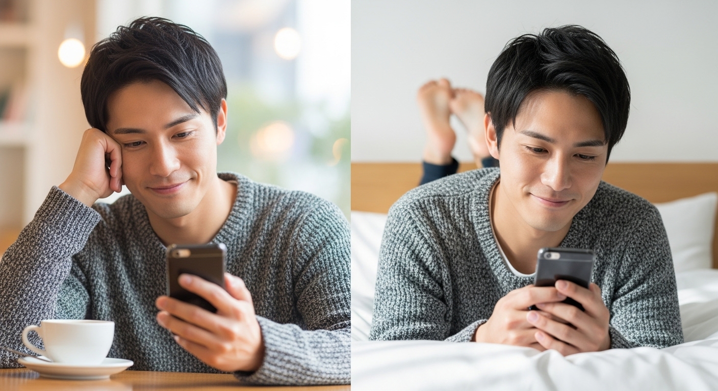 LINEをする男性のイメージ